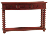 Halstead Paineted turned leg console sofa table with drawers and shelf by Woodland furniture in Idaho Falls