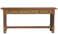Amherst transitional console sofa table with turned legs and two drawers by Woodland furniture in Idaho Falls