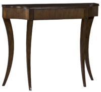 Talbot transitional elegant console sofa table with curved tapered legs and reeded front detail by Wooland furniture in Idaho Falls