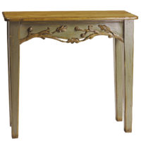 Josette traditional french country console side table with carved motif by Woodland furniture in Idaho Falls