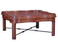 Brandywine traditional transitional shaped top with metal stretcher by Woodland Furniture in Idaho Falls
