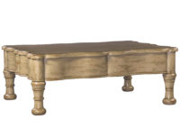 Cato traditional transitional coffee cocktail table with bun feet and curved apron by Woodland furniture in Idaho Falls