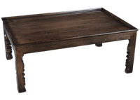 Santos transitional coffee cocktail table with sawn turned legs by Woodland furniture in Idaho Falls USA