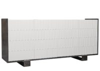 Brutalist contemporary modern lacquered white cerused walnut tv media cabinet entertainment center by Woodland furniture